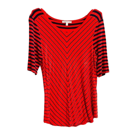 Spense • Soft Stretchy Chevron Striped Knit Tunic Top - Picture 1 of 6